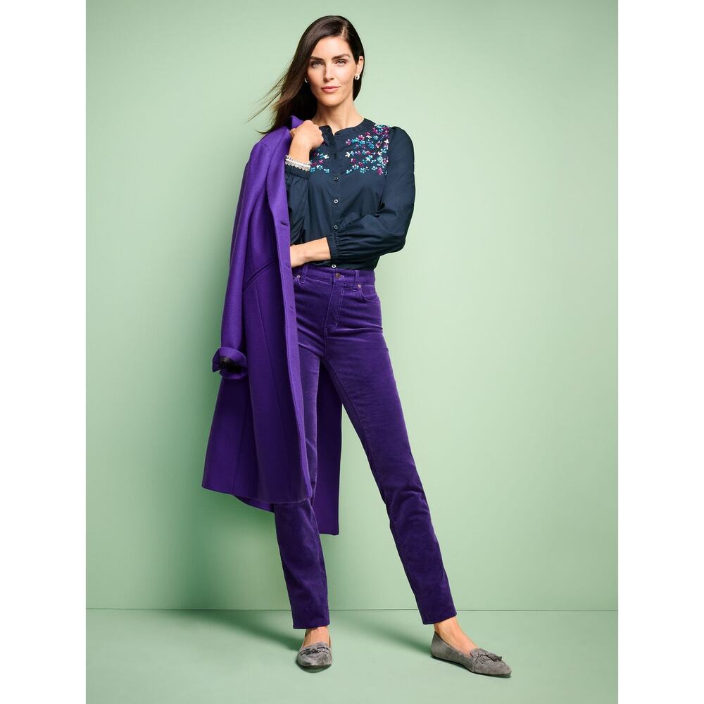 Talbots velvet signature straight leg purple velvet pants new sz 10 petite
